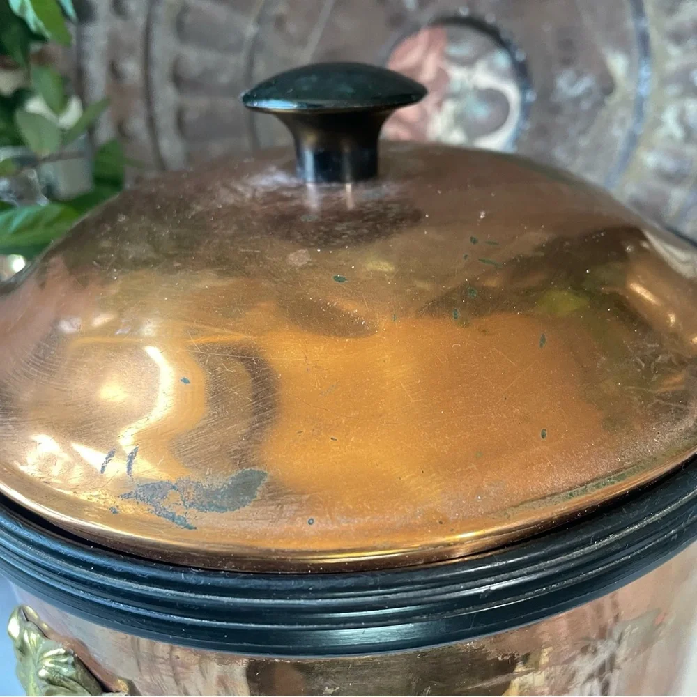 Vintage Copper Gold lions head ice bucket barware